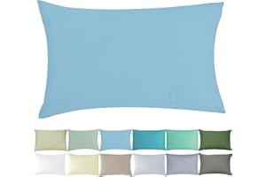 ‎P'TIT BASILE P'tit Basile - Kissenbezug 40x60 cm - Himmelblau - Baby Kopfkissenbezüge 100% Bio-Baumwolle ohne schädliche Substanz - 57 Fäden/cm² Für Kinder Bett 60x120 70x140 cm Wiege