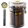 XIFEI Acrylic Humidor Jar with Humidifier and Hygrometer,humidor That can Hold About 18 Cigars (Clear)