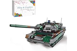 TIRFF Bloques de construcción de tanques, 1346 bloques de sujeción 1/30 técnica de tanque Leopard 2A6, modelo militar de armadura para niños y adultos, compatible con Lego Technic