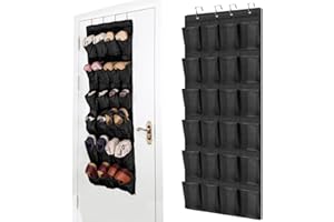 YINENGD 24 Poches Porte-Chaussures Suspendu,Poche de Rangement Suspendue,au-Dessus de la Porte,Armoire Murale,Grandes Poches en Maille Noires pour Chambre à Coucher,Salon,Salle de Bain