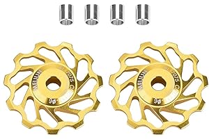 DILWE Poulie de dérailleur arrière, 1 paire de roues jockey en céramique de qualité pour vélo de route, rouleau de dérailleur arrière avec trous d'installation, tubes adaptateurs