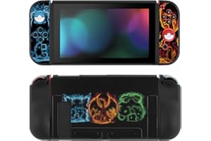 DLseego Custodia Compatibile con Switch, Morbido TPU Dockable cover con 2 Copri Joycon e 4 Tappi per l'impugnatura del Pollice, Accessori Antigraffio per l'assorbimento Degli Urti, Elfi