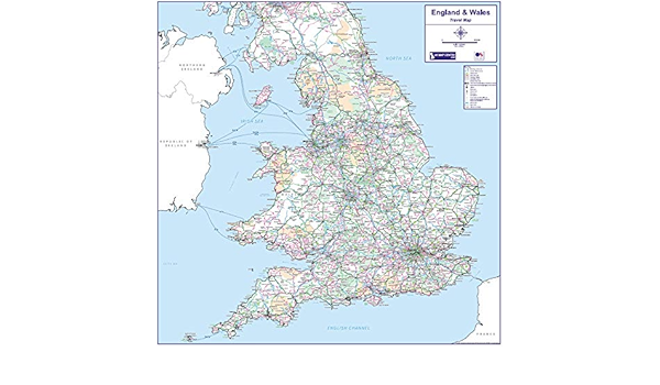 Show Me A Map Of England Travel Map 6 - England & Wales - Colour - Satin Photo Paper : Amazon.co.uk:  Stationery & Office Supplies