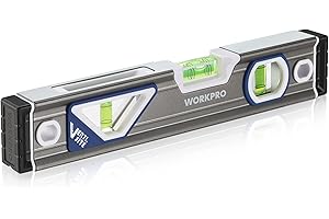 WORKPRO Spirit Level, Professional Torpedo Level 25cm/10-inch, Aluminium Housing with Shock-Absorbing Rubber End Caps, Patented Verti-site, Double View Design