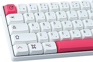 ‎HYEKIC PBT Keycaps 126 Tasten Japanisch Dye-Sublimation Weiß und Rosa XDA Set für ANSI Layout Cherry MX Switch Mechanische Tastatur