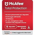 McAfee Total Protection 2024 Esclusiva Amazon, 5 dispositivi, Antivirus, VPN, gestore password, Internet Security,PC/Mac/iOS/