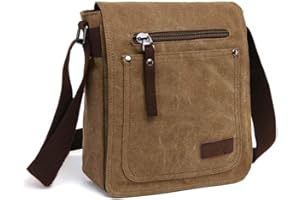 DASKING Retro Men's Small Canvas Briefcase Casual Cross Body Messenger Shoulder Bag Everyday Satchel Bags Laptop Bag