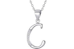 Morella Damen Halskette Silber mit Buchstaben Anhänger 925 Silber rhodiniert mit Zirkoniasteinen weiß 45 cm