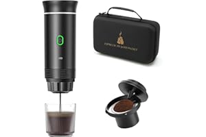 Jenmayt Machine à Café Espresso Portable 15 Bars – Cafetière Électrique Sans Fil avec USB Rechargeable, Compatible Capsules Nespresso/Café Moulu pour Voyage, Camping, Bureau (avec sac)