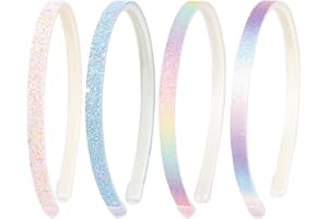 SALBSEVER 4 Stück Glitzer Haarreifen für Mädchen, Niedliche Rutschfeste Stirnbänder aus Kunststoff mit Zähnen Regenbogen-Bling Süße Harte Haarbänder Haarschmuck für kleine Mädchen