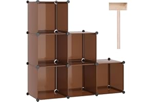 C&AHOME Würfel-Aufbewahrungs-Organizer, 6 Würfelregale, Schrank, modulares Kunststoff-Bücherregal, ideal für Schlafzimmer, Wohnzimmer, Büro, 92,9 cm lang x