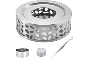 GOSHIES Podgrzewacz do herbaty, ze stali nierdzewnej, podgrzewacz, dzbanek do herbaty, podgrzewacz, z podstawką na podgrzewacze, z klipsem do herbaty, mleka, kawy, gorących napojów