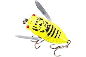 Dorugage Bass Fishing Lure, Holographic Eyes Fishing Hard Lures Fishing Cicada Bait | Wear-Resistant Artificial Fishing Bait Fishing Topwater Lure for Lake Pond Freshwater