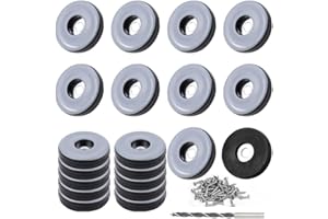 TXErfolg 20 Pieces Furniture Sliders Ø 30mm Screw On Teflon Feet (Round | Black) Teflon Base Gliders Teflon Moving Sliders with Stainless Screw and Drilling Feet Protector for Tiled Hardwood Floors