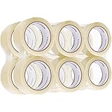 Amazon Basics - Nastro adesivo forte per imballaggio, 50 mm x 55 m, spessore: 2.7 mil, trasparente, confezione da 12 rotoli