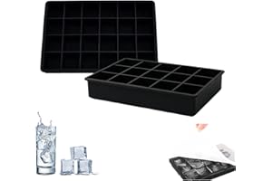 HENFUME 2 silikonowe tacki na kostki lodu z pokrywką, 12 przegródek i 24 przegródki, duża forma silikonowa do whisky, wina, przecierów owocowych, lodów, mrożonej herbaty (czarna)