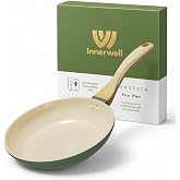 Innerwell Non-stick Frying Pan, 20 cm, White and Green | Granite Coating, Suitable for All Hobs Including Induction, Dishwash