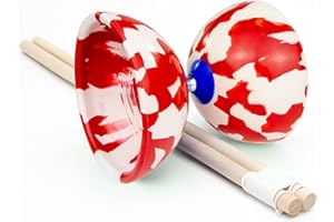 Juggle Dream Jester Diabolo Set - avec Axe Fixe Diabolo, Baguettes en Bois et Vidéo d'apprentissage en Ligne - Jouets de Jonglage (Rouge/Blanc)