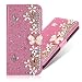 Produktbild 3D Butterfly Bling Glitter Glitzer Diamond Musterg Ledertasche Slim Retro Bookstyle mit Standfunktion Karteneinschub Magnetverschluss Flip Wallet Hülle Schutzhülle für Samsung Galaxy A6 2018