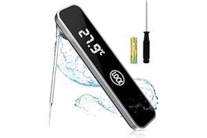 fezori Lightning 1-Second Instant Read Meat Thermometer, Digital Meat Thermometer with Backlight OLED Screen, Auto On/Off, Waterproof Cooking Thermometer Probe for Food, BBQ, Water, Milk, Cooking