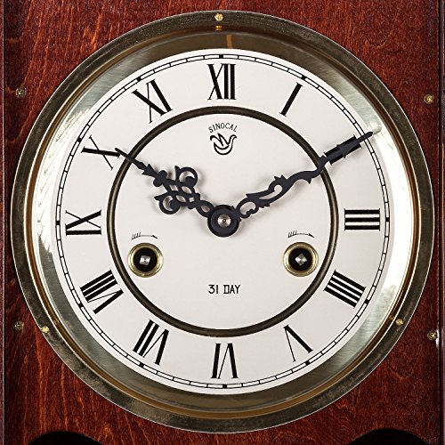 Wanduhr ORPHEUS mahagoni, 73 cm x 29 cm x 15 cm, Regulator, Pendeluhr antik - 6