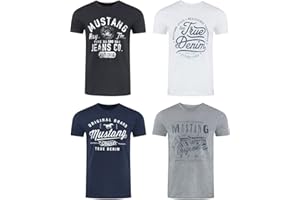 Mustang Koszulka męska z logo, Wielokolorowy, M