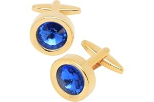 Jonwo Gemelli da uomo rotondi con taglio a diamante e cristalli, con custodia regalo, per camicia alla francese, unisex, per smoking aziendale e matrimonio