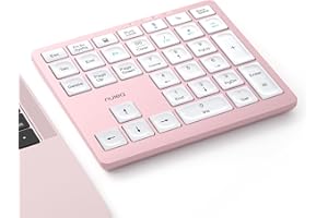 Nulea Kabelloser Nummernblock, Bluetooth 5.0 & 2,4G, tragbare numerische Tastatur, wiederaufladbar über USB-C, 34-Tasten-Bluetooth-Tastatur zur Dateneingabe, kompatibel mit Laptop, Mac, iMac, Roségold