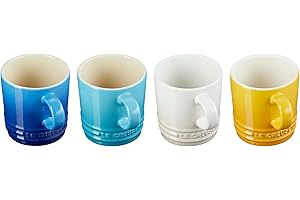 Le Creuset Set of 4 Stoneware 200ml Cappuccino Cups, Riviera, 89113201219030