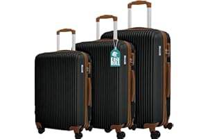PROVITERA Set 3 Valigie Rigide in ABS, Valigia Rigida 38-59 - 90 Litri, Manico Telescopico e 4 Ruote Easy Roll, Trolley Resistente e Leggero da Viaggio, Bagaglio a Mano, Serratura Codice (Nero)