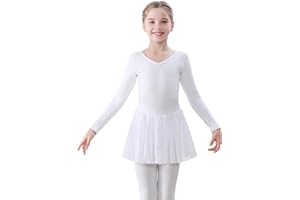 FONLAM Sukienka baletowa dla dziewcząt, z długim rękawem, trykot baletowy, trykot do tańca, strój baletowy, tutu dla dzieci