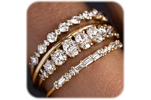 ZHESHY Lot Bague Or Femme Ensemble Bague Fantaisie plaqué or de pouce Phalange avec Zircone Cubique bague Fiançailles Bijoux Femme Idée Cadeau D'anniversaire pour Femme Ado Fille Taille 52-64