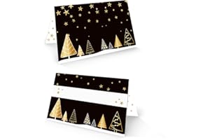‎LOGBUCH-VERLAG Logbuch-Verlag 25 edle Tischkarten Weihnachten schwarz gold weiß Weihnachtsfeier Sitzkarten Platzkarten zum Beschriften 8,5 x 5,5 cm