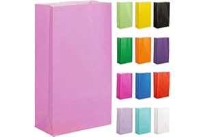 Thepaperbagstore 50 Bolsas De Papel Para Fiestas, Dulces Y Regalos - Rosa - 140x245x70mm