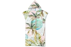 Lukery Serviette Poncho de Surf avec Capuche - Microfibre à Séchage Surfing Changement Robe Poncho Plage à Langer Adulte Enfant pour Les Sports Nautiques et Le Surf sur la Plage Piscine