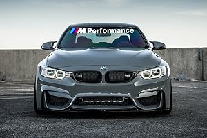 AUFGEKLEBT M Stripes Autocollant pour pare-brise avant Motorsport Performance 95 cm Protection solaire Autocollant pour pare-brise de tuning Laque M Sport avec bandes de couleur pour toutes les voitures
