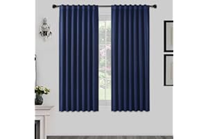 Joydeco Rideau Thermique Occultant, Isolant et Anti Froid et Chaleur, 2 Pièces, Rideau Opaque à Languette Arrière et Passe-Tringle, Isolation Anti Bruit, UV, Chambre, Maison, Salon Bleu 135158