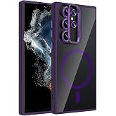 Coverzone Samsung Galaxy S22 Ultra ile Uyumlu Z-Etro MagSafe Wireless Şarj Destekli, G&uuml;&ccedil;l&uuml; Manyetik Tutucu, Stand Olabilen, K