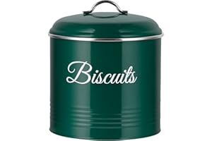 INNOTECK nnoteck Essentials - Lata redonda para galletas de cocina, almacenamiento decorativo de alimentos de cocina, tapas herméticas y asa, fácil de abrir, lata de almacenamiento para tus galletas favoritas