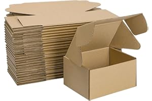 HORLIMER 25 Stück Versandkarton Klein Karton Box, 15,3x10,2x7,6 cm Verpackungskartons aus Wellpappe für Warensendung, Geschenkbox, Faltkarton, Postkarton(Braun)