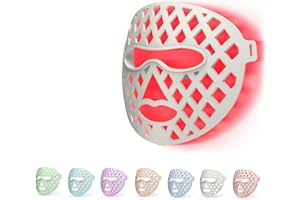 NUKOLWS Red Light Therapy Mask, Led Face Light Therapy Mask with 8 Light Modes Flexible Silicone Infrared Face Light Therapy with 5/10/15Min Timing, Led Mask Light Therapy Suitable for Use at Home - White