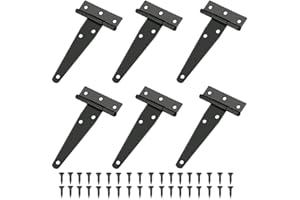 RECHCIGA 6 Pcs 100cm/4 pulgadas Bisagras en T Negras Bisagras Forma en T Galvanizada Bisagras para Puertas Madera bisagras antiguas en t Bisagra para puerta de Jardín Cobertizo Granero + 36 Tornillos