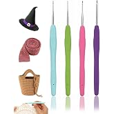 FUGLUS 4 Pcs Crochet Needles Kit, Crochet Needle, Crochet Needles 0.5, 0.6, 1, 2mm Colorful Crochet Hooks with Ergonomic Hand