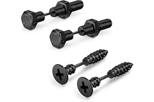 JOVIVI Mens Stud Earrings, 16G Punk Stainless Steel Men Earrings Ear Studs Silver Black Studs Boys Earrings Screw Earrings Hypoallergenic Piercing Jewellery Women