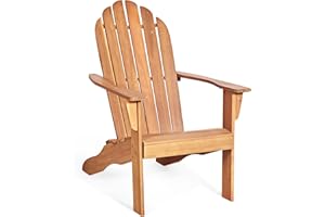 ‎COSTWAY COSTWAY Adirondack Stuhl, Gartenstuhl aus Akazienholz, Gartensessel, Adirondack Chair für Garten, Terrasse, 160 kg Tragfähigkeit (Natur)