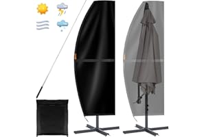 Onlyesh Housse Parasol Deporte 3x3, 420D Oxford Housse Parasol avec Sac de Rangement et Perche Télescopique, Imperméable Housse de Parasol Déporté 4x3, 265x40/70/50 cm