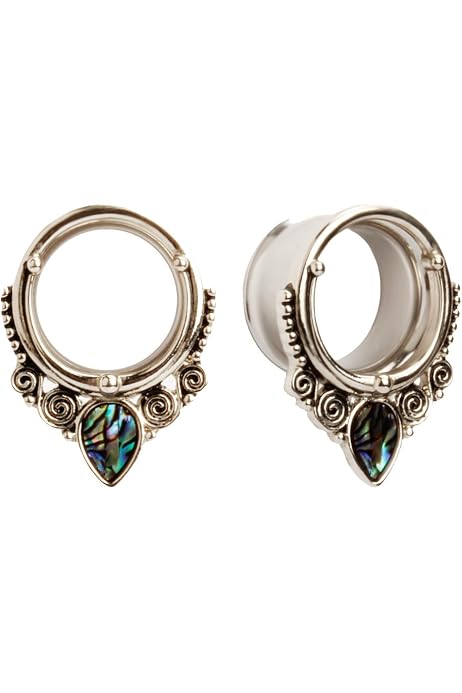 Tunnels D'Oreille Acier 316L Avec Pierre Améthyste - 1 Paire 0G (8mm), Design à Vis, Unisexe, Bijou Stretching