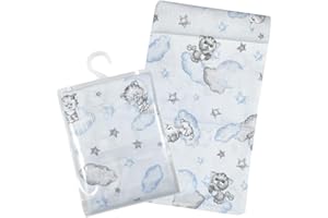 BUBABÙ Federa culla MAFALDA cm. 30X40 – tela stampata – fantasia orsetto COLORI ROSA/AZZURRO/GIALLO - Cotone 100% - Made in Italy (AZZURRO)