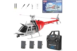 RCXTechPro RC ERA C138 Bell 206 RC Helicóptero para adultos, escala 1:30, 6 canales, giroscopio de 6 ejes, helicóptero de rotor único con posicionamiento de flujo óptico, altitud, mantenimiento de
