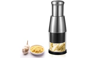 CIATBYYJ Manual Pressed Garlic Chopper, Stainless Steel Garlic Press Crusher, Compact Mini Dicer Food Chopper, Fast, Convenient， Durable Handheld Garlics Peppers Crusher for Food Enthusiasts and Cooking Staff